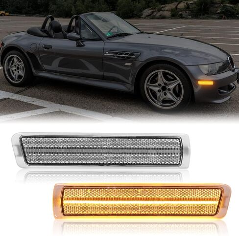 Front Amber Sequential LED Turn Signal Lights Replacement for Z3 Coupe/Roadster 1996-2002, Smoked Lens Dynamic Fender Indicator Side Marker Lamp Replace OE 63132493613, 63132493614 in Saudi Arabia