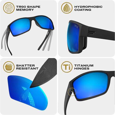 Toroe Matte Black TR90 Mojave Frame Hassions تعزيز عدسة البولي كربونات مستقطبة in Kuwait
