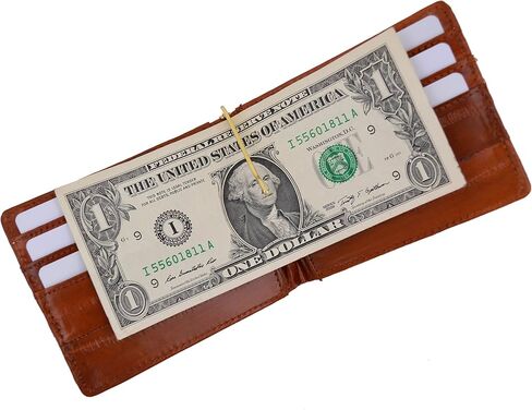 MARSHAL Eel Skin Soft Leather Bifold Wallet with Center Money Clip in Saudi Arabia