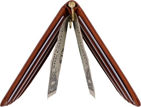 MARSHAL Eel Skin Soft Leather Bifold Wallet with Center Money Clip in Saudi Arabia