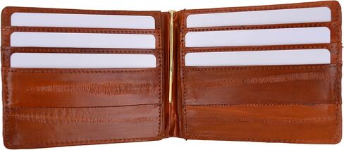 MARSHAL Eel Skin Soft Leather Bifold Wallet with Center Money Clip in Saudi Arabia