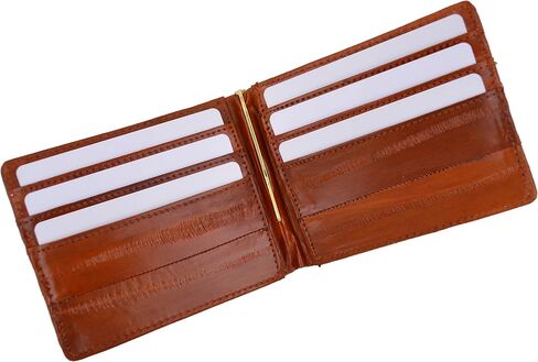 MARSHAL Eel Skin Soft Leather Bifold Wallet with Center Money Clip in Saudi Arabia