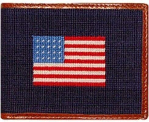 American Flag Needlepoint Wallet in Navy by Smathers & Branson in Saudi Arabia
