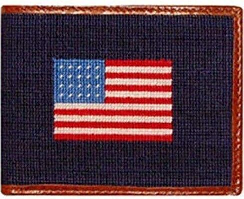 American Flag Needlepoint Wallet in Navy by Smathers & Branson in Saudi Arabia