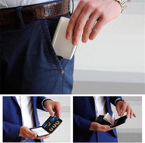 RFID Cash and Cards Wallet - 2024 New Slim Metal Wallet for Men RFID ائتمان بطاقة الائتمان بطاقة ائتمان RFID محفظة in Saudi Arabia