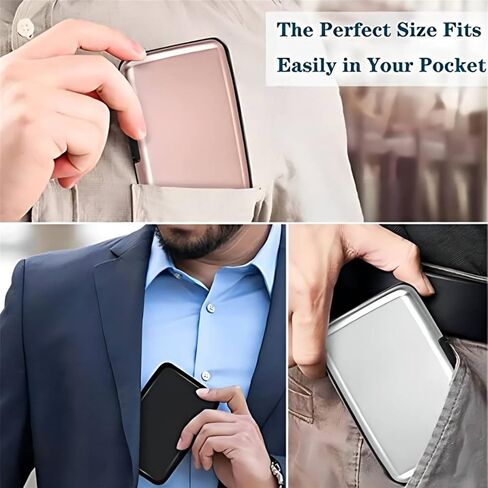 RFID Cash and Cards Wallet - 2024 New Slim Metal Wallet for Men RFID ائتمان بطاقة الائتمان بطاقة ائتمان RFID محفظة in Saudi Arabia