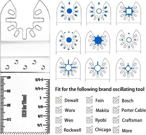 55 قطعة من شفرات المنشار الخشبية العالمية المتأرجحة متعددة المهام سريعة الإصدار تناسب كابل ديوالت بورتر بلاك آند ديكر روكويل ريدجيد ريوبي ميلووكي شيكاغو كرافتسمان in Kuwait