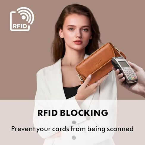 حقيبة محفظة هيلدوغ صغيرة للنساء ، حقيبة كروس محفظة محفظة RFID ، حقيبة محفظة للهاتف المحمول مع جلد نباتي للفتيات in Kuwait