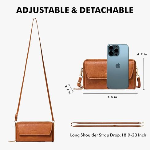 حقيبة محفظة هيلدوغ صغيرة للنساء ، حقيبة كروس محفظة محفظة RFID ، حقيبة محفظة للهاتف المحمول مع جلد نباتي للفتيات in Kuwait