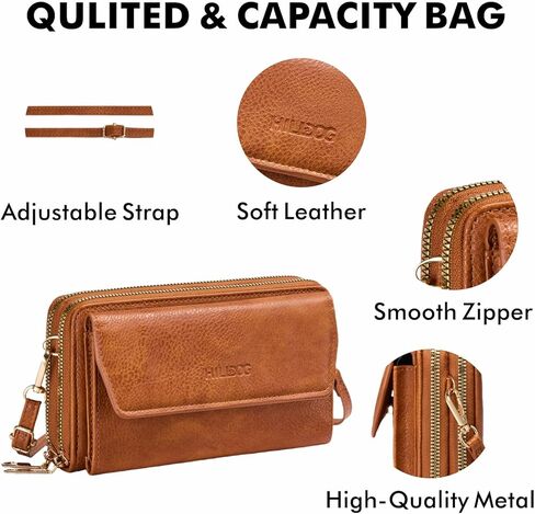 حقيبة محفظة هيلدوغ صغيرة للنساء ، حقيبة كروس محفظة محفظة RFID ، حقيبة محفظة للهاتف المحمول مع جلد نباتي للفتيات in Kuwait