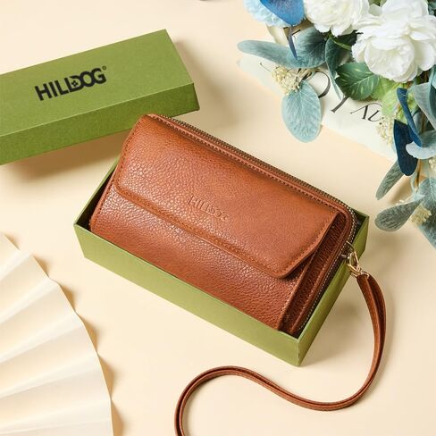 حقيبة محفظة هيلدوغ صغيرة للنساء ، حقيبة كروس محفظة محفظة RFID ، حقيبة محفظة للهاتف المحمول مع جلد نباتي للفتيات in Kuwait