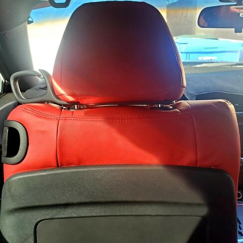 ECOTRIC Synthetic Leather Car Seat Covers Full Set Seat Cushion Protector Waterproof Compatible with 2011-2014 Dodge Challenger SE SXT RT (Will NOT Compatible with SRT8) - Red in Saudi Arabia