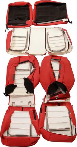 ECOTRIC Synthetic Leather Car Seat Covers Full Set Seat Cushion Protector Waterproof Compatible with 2011-2014 Dodge Challenger SE SXT RT (Will NOT Compatible with SRT8) - Red in Saudi Arabia