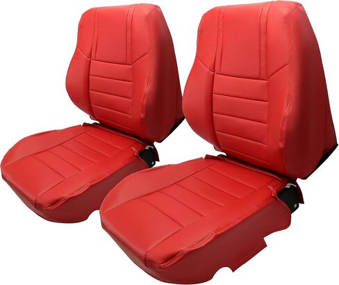 ECOTRIC Synthetic Leather Car Seat Covers Full Set Seat Cushion Protector Waterproof Compatible with 2011-2014 Dodge Challenger SE SXT RT (Will NOT Compatible with SRT8) - Red in Saudi Arabia