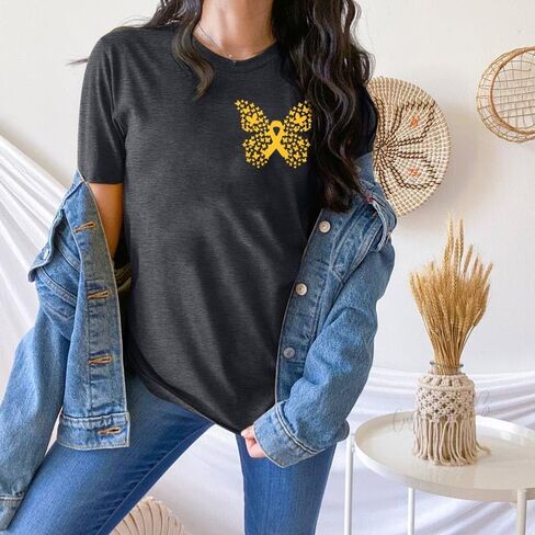 Childhood Cancer Awareness Shirt Woman in September We Wear Gold Tshirt Pediatric Cancer Shirts Cancer Support Gift Tee in Saudi Arabia