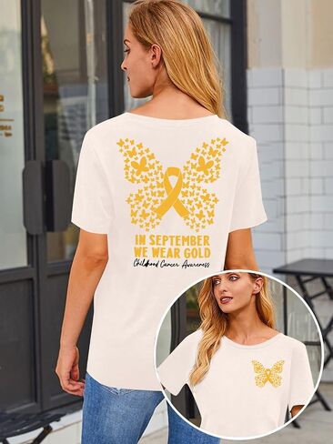 Childhood Cancer Awareness Shirt Woman in September We Wear Gold Tshirt Pediatric Cancer Shirts Cancer Support Gift Tee in Saudi Arabia