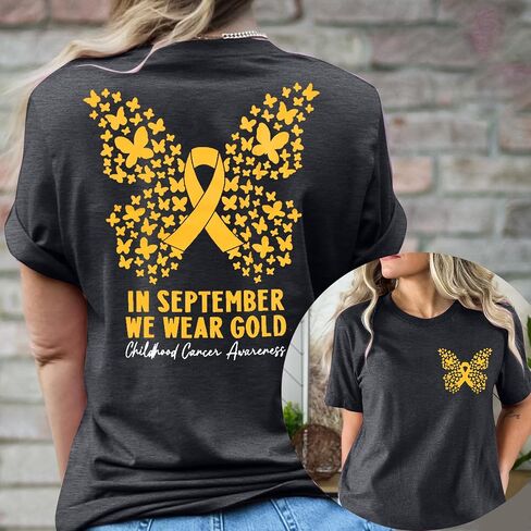 Childhood Cancer Awareness Shirt Woman in September We Wear Gold Tshirt Pediatric Cancer Shirts Cancer Support Gift Tee in Saudi Arabia