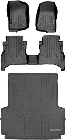 SMARTLINER Floor Mats 2 Rows and 5ft Rugged Bed Liner Set Black Compatible with 2020-2023 Gladiator with Non-Lockable Rear Underseat Storage in Saudi Arabia