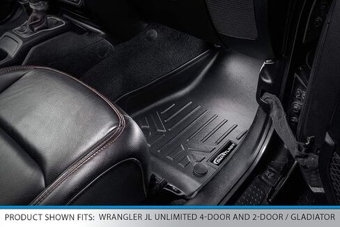 SMARTLINER Floor Mats 2 Rows and 5ft Rugged Bed Liner Set Black Compatible with 2020-2023 Gladiator with Non-Lockable Rear Underseat Storage in Saudi Arabia