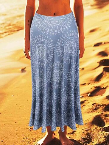 التنانير الطويلة Gorais Maxi للنساء Boho Floral High Jeist Skirt in Saudi Arabia