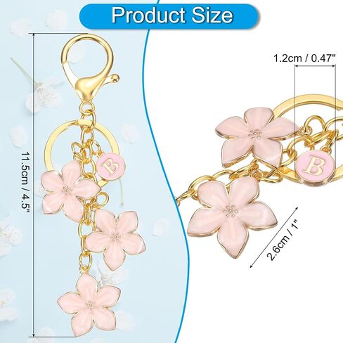 PATIKIL Initial Letter Flower Keychain, Alphabet Drip Oil Charm Cherry Blossom Keyring Keys for Birthdays in Saudi Arabia