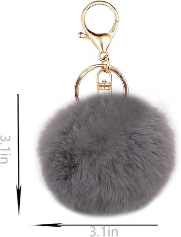 jtkdxqs 2 Pieces Cute Keychains Artificial Mink Fur Plush Fluffy Pom pom Rabbit Key Ring Car Key Chain Accessories for Women in Saudi Arabia