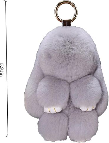 jtkdxqs 2 Pieces Cute Keychains Artificial Mink Fur Plush Fluffy Pom pom Rabbit Key Ring Car Key Chain Accessories for Women in Saudi Arabia