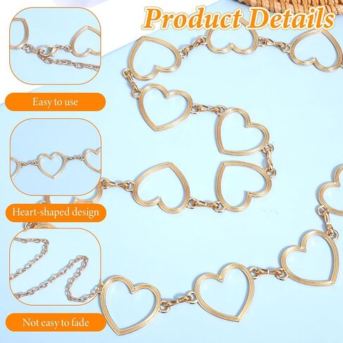Waist Chain Belt for Women, 47 inches Adjustable Metal Body Belly Chain with Heart Design Rhinestone Gold Silver Chain Belts for Dresses, Jeans, Swimwear (Gold, Silver) in Saudi Arabia