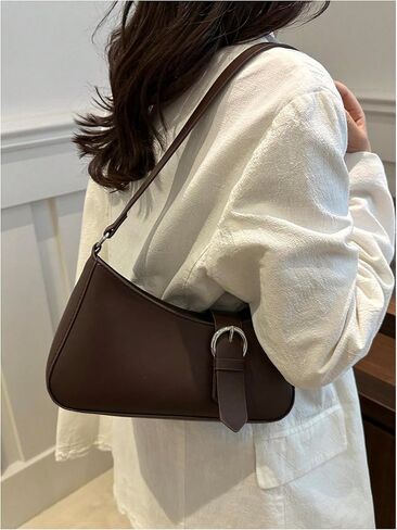 Verdusa Women's Buckle Zipper Crescent Shoulder Handbags Vintage Top Handle Underarm Bags in Saudi Arabia