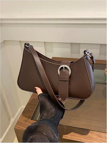 Verdusa Women's Buckle Zipper Crescent Shoulder Handbags Vintage Top Handle Underarm Bags in Saudi Arabia