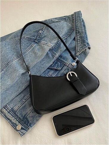 Verdusa Women's Buckle Zipper Crescent Shoulder Handbags Vintage Top Handle Underarm Bags in Saudi Arabia