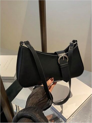 Verdusa Women's Buckle Zipper Crescent Shoulder Handbags Vintage Top Handle Underarm Bags in Saudi Arabia