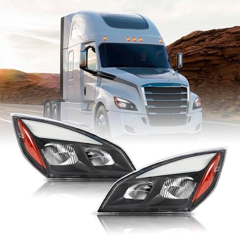 Headlights Compatible with 2018-2023 Cascadia Headlight LED, Reflector Cascadia Headlamps, Pair Set, Black Housing in Saudi Arabia