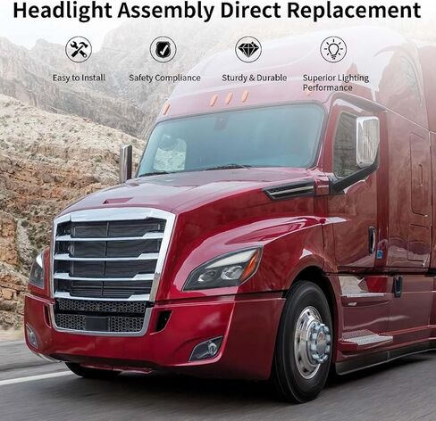 Headlights Compatible with 2018-2023 Cascadia Headlight LED, Reflector Cascadia Headlamps, Pair Set, Black Housing in Saudi Arabia