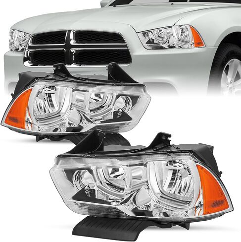 مجموعة مجموعة المصابيح الأمامية من نوع الهالوجين متوافقة مع 2011 2012 2013 2014 Dodge Charger Restenger Prastenger and Driver Side Not Forting Hid Model Housing in Kuwait
