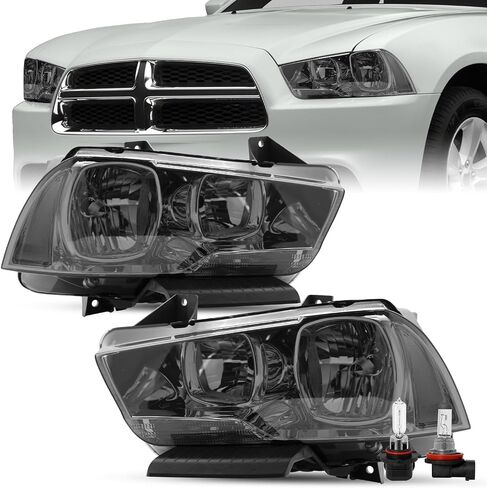 مجموعة مجموعة المصابيح الأمامية من نوع الهالوجين متوافقة مع 2011 2012 2013 2014 Dodge Charger Restenger Prastenger and Driver Side Not Forting Hid Model Housing in Kuwait