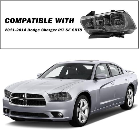 مجموعة مجموعة المصابيح الأمامية من نوع الهالوجين متوافقة مع 2011 2012 2013 2014 Dodge Charger Restenger Prastenger and Driver Side Not Forting Hid Model Housing in Kuwait