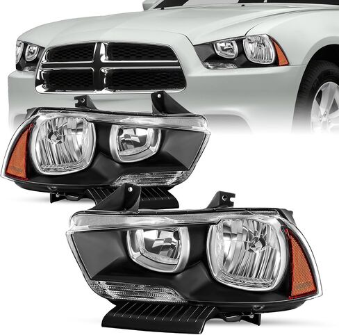 مجموعة مجموعة المصابيح الأمامية من نوع الهالوجين متوافقة مع 2011 2012 2013 2014 Dodge Charger Restenger Prastenger and Driver Side Not Forting Hid Model Housing in Kuwait