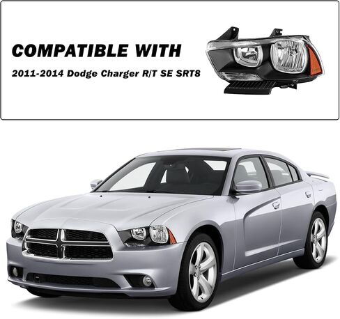 مجموعة مجموعة المصابيح الأمامية من نوع الهالوجين متوافقة مع 2011 2012 2013 2014 Dodge Charger Restenger Prastenger and Driver Side Not Forting Hid Model Housing in Kuwait