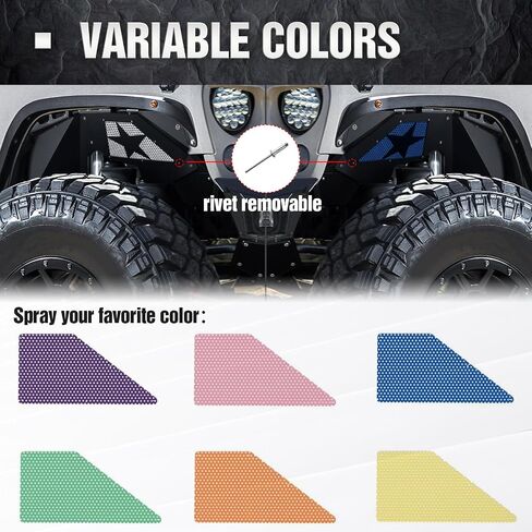 Front Inner Fender Liners Compatible with 2007-2018 Jeep Wrangler JK & JKU Unlimited Sport Sahara Rubicon, Bolt-on Style Fenders Flares Steel Wheel Well Cover Mud Guards (2/4 Doors) in Saudi Arabia