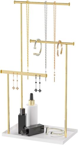 Metal Jewelry Holder Organizer Stand for Women,Jewelry Hanger for Necklaces, Earrings, Bracelets, Rings (Gold) in Kuwait