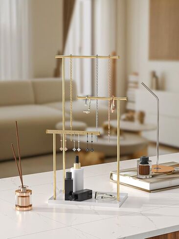 Metal Jewelry Holder Organizer Stand for Women,Jewelry Hanger for Necklaces, Earrings, Bracelets, Rings (Gold) in Kuwait