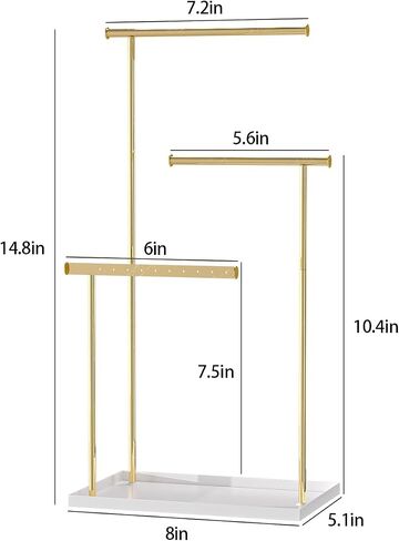 Metal Jewelry Holder Organizer Stand for Women,Jewelry Hanger for Necklaces, Earrings, Bracelets, Rings (Gold) in Kuwait