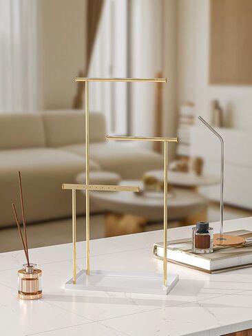 Metal Jewelry Holder Organizer Stand for Women,Jewelry Hanger for Necklaces, Earrings, Bracelets, Rings (Gold) in Kuwait
