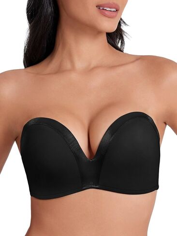 Women's Strapless Bra Push Up Lightly Padded Wireless Bandeau Bras Non-Slip Silicone Smoothing Convertible Bralette in Saudi Arabia