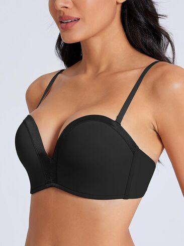 Women's Strapless Bra Push Up Lightly Padded Wireless Bandeau Bras Non-Slip Silicone Smoothing Convertible Bralette in Saudi Arabia