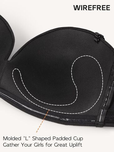 Women's Strapless Bra Push Up Lightly Padded Wireless Bandeau Bras Non-Slip Silicone Smoothing Convertible Bralette in Saudi Arabia