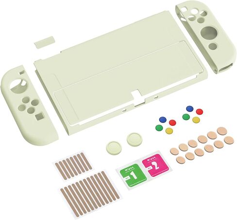 PlayVital ZealProtect Soft Protective Case for Nintendo Switch OLED, Flexible Protector Joycon Grip Cover for Nintendo Switch OLED with Thumb Grips & ABXY Direction Button Cap - White in Kuwait