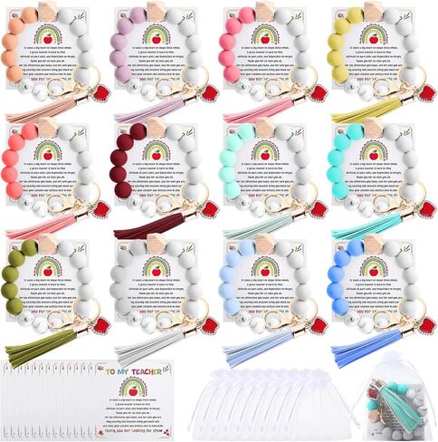 Sureio Gifts Bulk Keychains With Silicone Beaded Bracelets Cards Organza Bags for Women Party Favors Accessories in Saudi Arabia