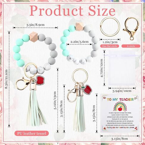 Sureio Gifts Bulk Keychains With Silicone Beaded Bracelets Cards Organza Bags for Women Party Favors Accessories in Saudi Arabia